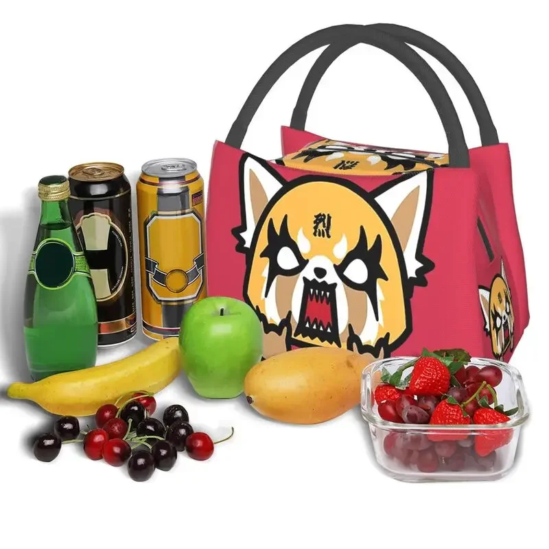 Aggretsuko Anime Manga Borsa per il pranzo termica isolata Donna Aggressive Retsuko Screaming Contenitore per il pranzo riutilizzabile Contenitore per alimenti