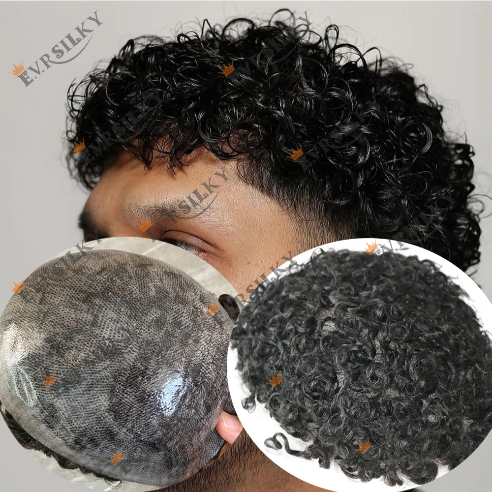 

Незаметный мужской парик-накладка Undetectable Afor Man Jet Black 18 мм, кудрявый, с микроосновой, имитирующей кожу, с естественной линией роста волос, из натуральных человеческих волос, система протезирования