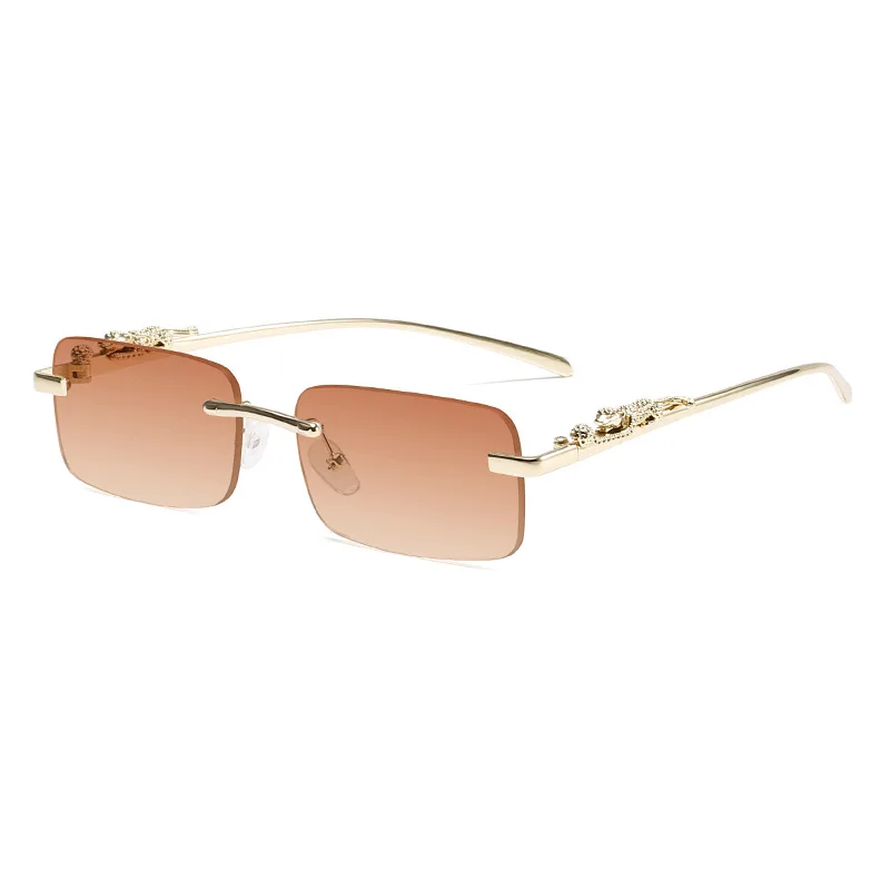 Rimless Glasses Frame Women Men Fashion Cheetah Decoration Business Cool Eyeglasses Frames image 6