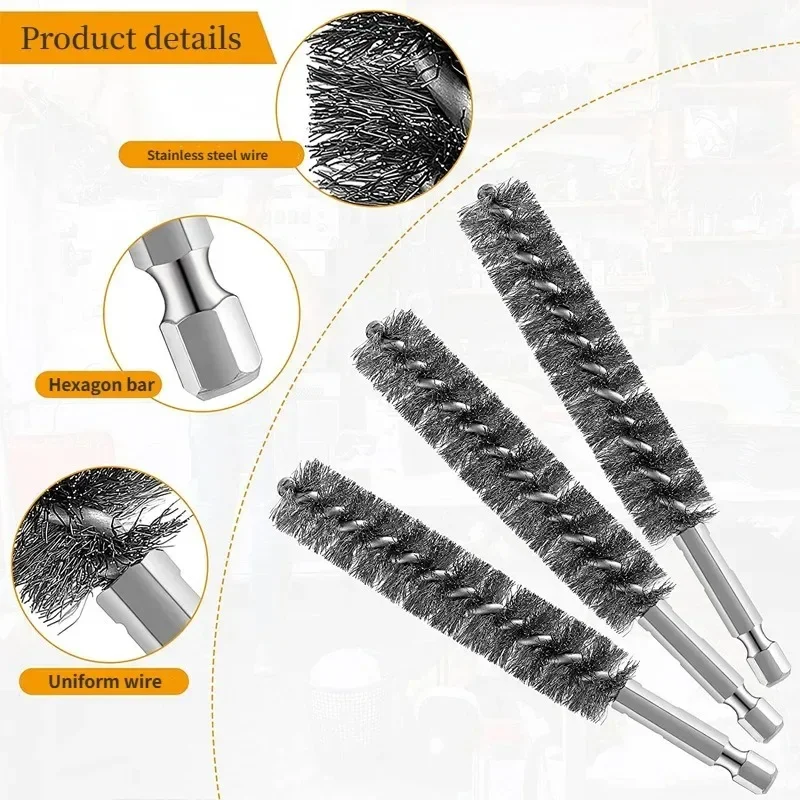 New 8-19mm Wire Tube Machinery Cleaning Brush Rust Cleaner Washing Polishing  For Automotive Manufacturing Processing Industry