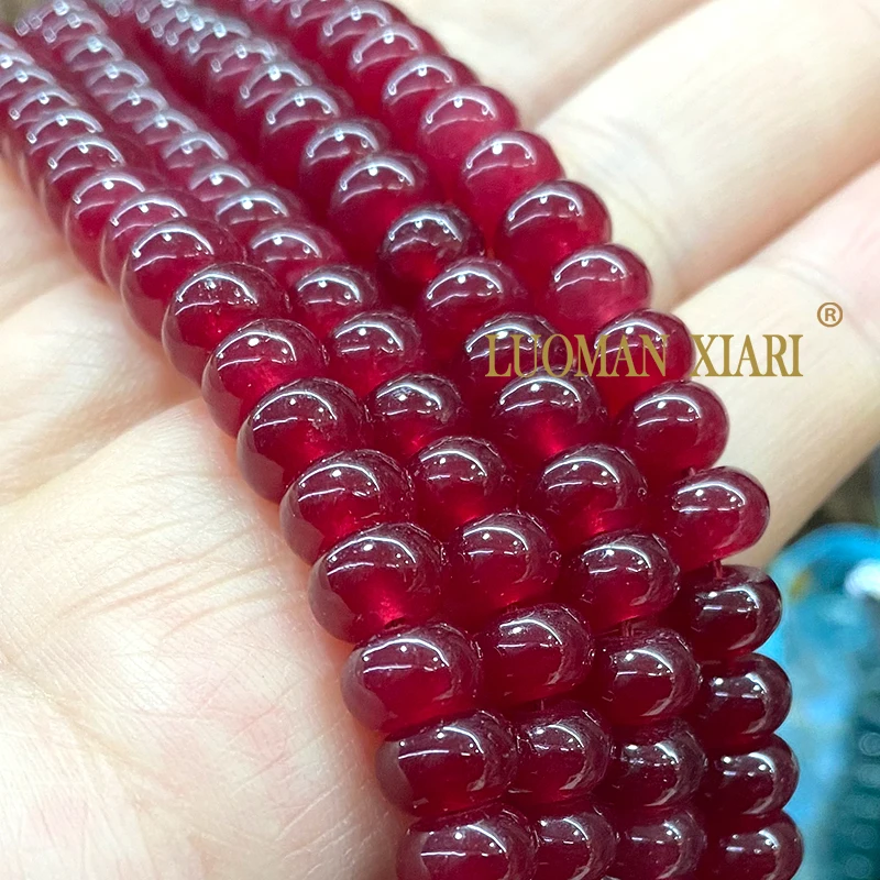 5x8MM Natural Stone Rondelle Ruby Red Chalcedony Abacus Flat Round Space Beads for Jewelry Making Diy Bracelet Accessories