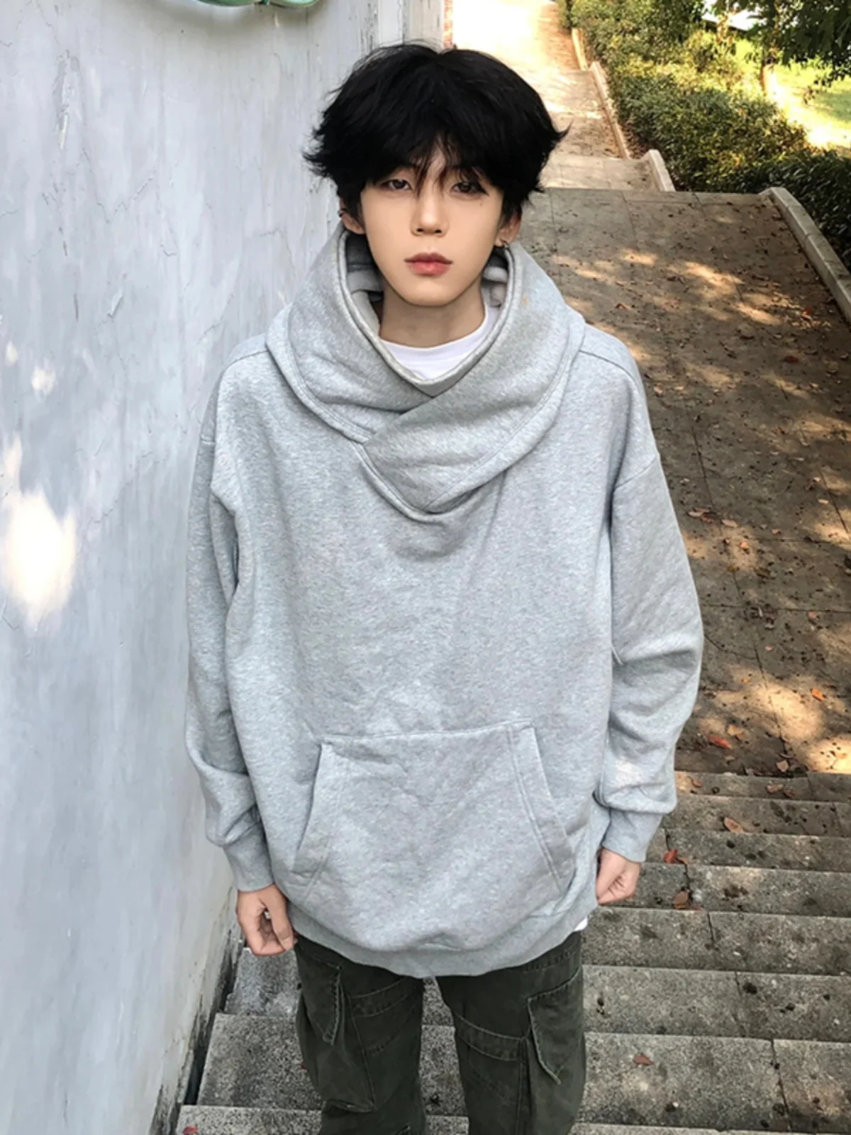 

Мужская толстовка с капюшоном и высоким воротником, весенне-осенняя, модная, плотная, для повседневной носки, с эффектом улучшенного комфорта