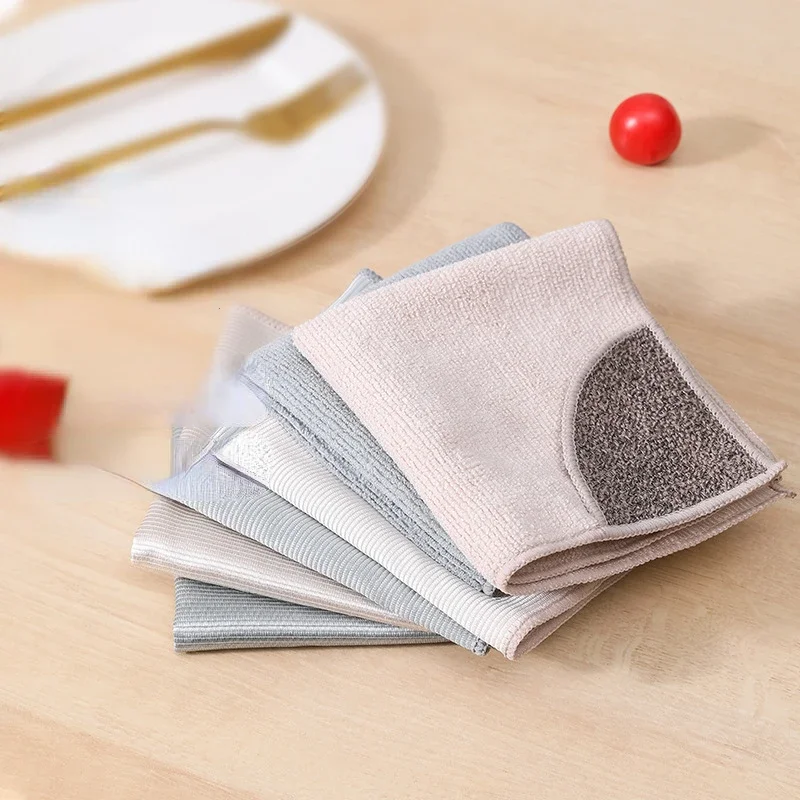 

3 шт. кухонное ежедневное полотенце для мытья посуды, кухонная тряпка, антипригарное масло, утолщенная ткань для чистки стола, впитывающая губка для мытья посуды