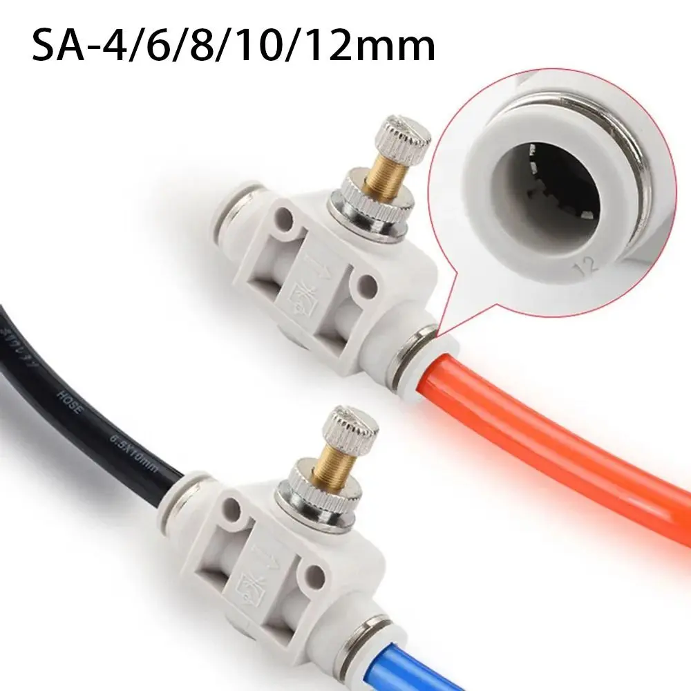 1Pcs Pressure Control Tool Pneumatic Throttle Valve SA-4/6/8/10/12mm Speed Regulation Air Tube Connector Push In Plastic