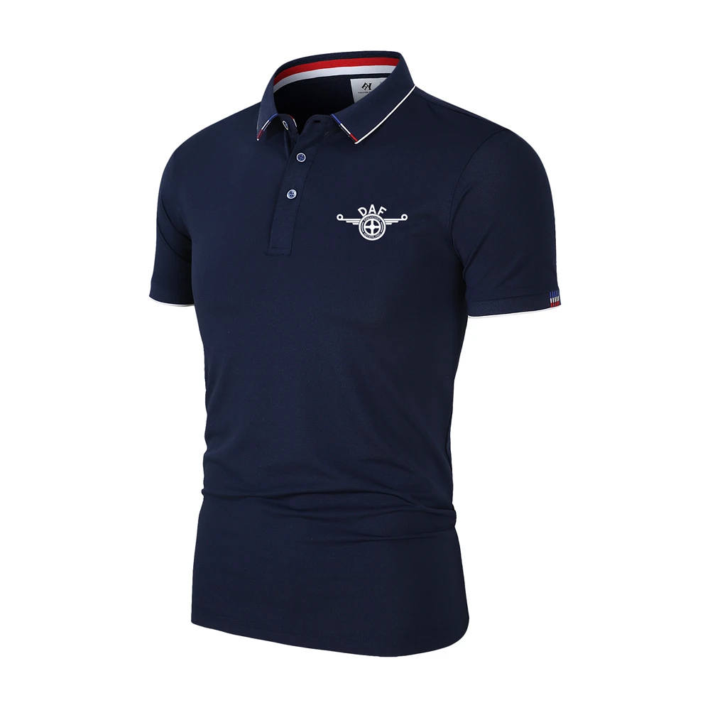 2024 Nieuwe Heren Polo Top Vandoorne 'S Automobielfabriek Daf Logo Casual Effen Kleur Business Slim Fit Flip Kraag Heren Polo Top