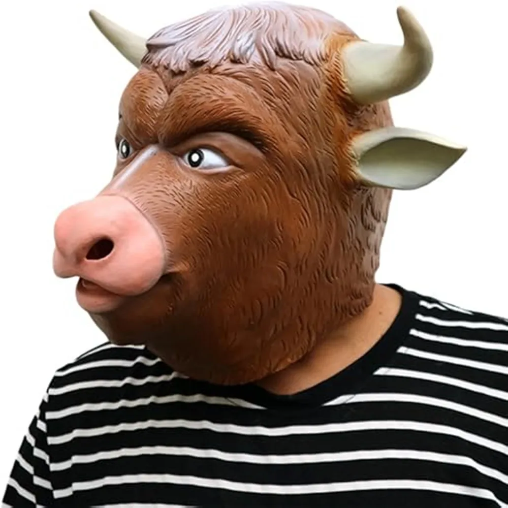 Bullen-Latexmaske Tiermaske Vollkopf-Bullenmaske Halloween-Maske – Detail 1