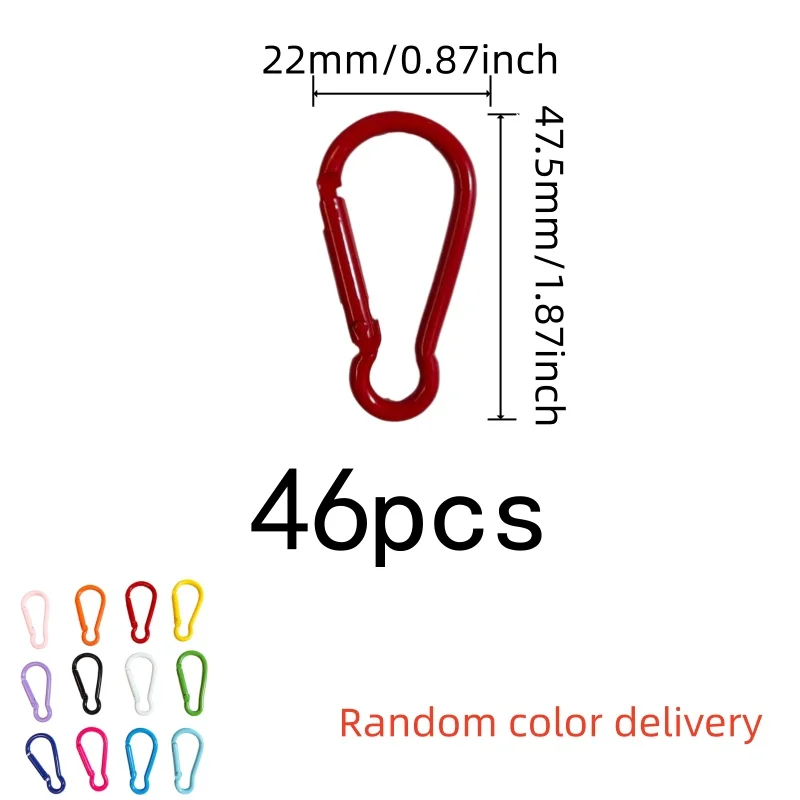 46 pcs Macaron Gourd Hooks, Random Macaron Colors and Easy Spring Gate, ideal for Outdoor Camping Hiking