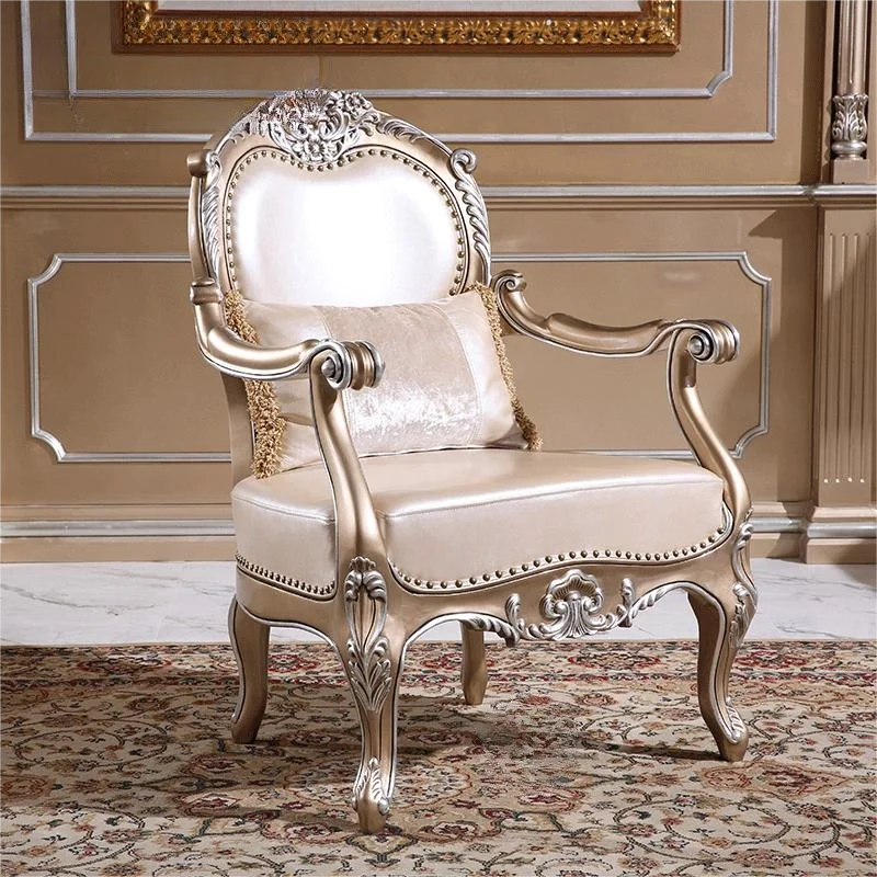 

European classical Baroque book chairs, leather leisure chairs, luxurious European solid wood sofa chairs