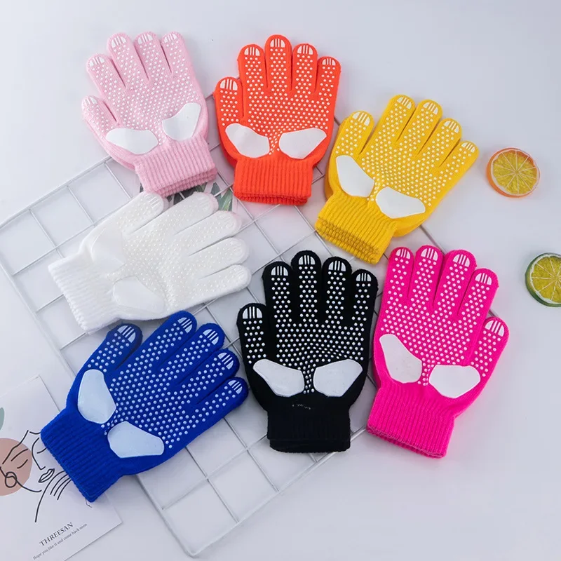 Guantes de patinaje sobre hielo antideslizantes para niños, hombres y mujeres, guantes de nieve de punto engrosados, resistentes al agua