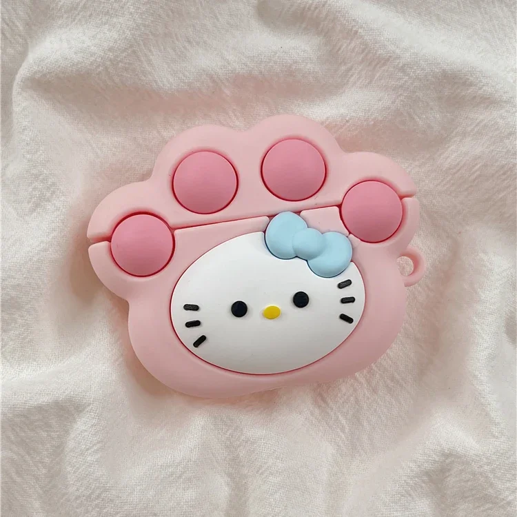 Kawaii Cat Claw Hello Kitty headphone Case Compatible for Airpods 1 2 3 Pro Sanrio Anime 3D Neko Protective Cover with Pendant