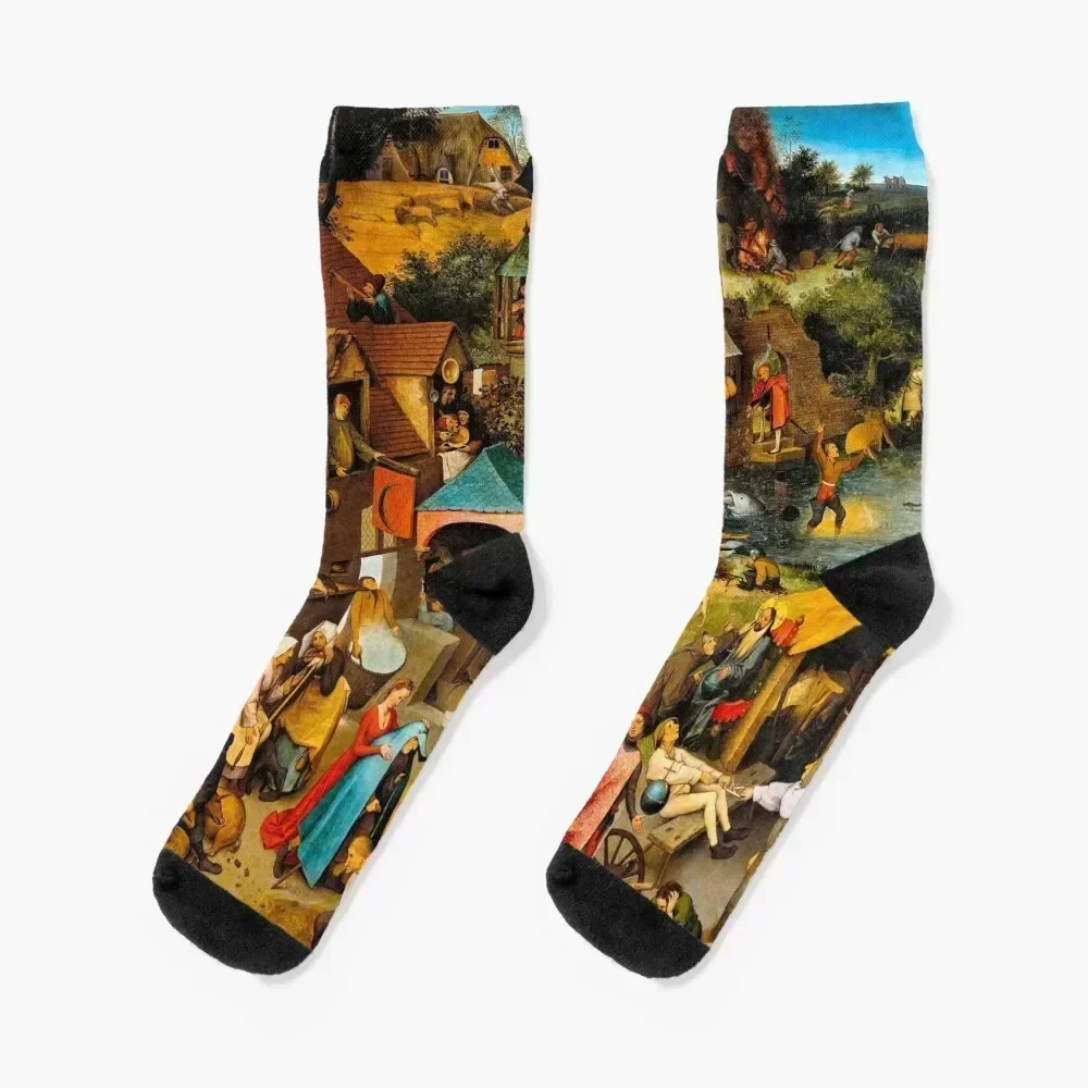 Pieter Bruegel the Elder - Netherlandish Proverbs Socks Heating sock Climbing hiking Argentina Socks Woman Men's