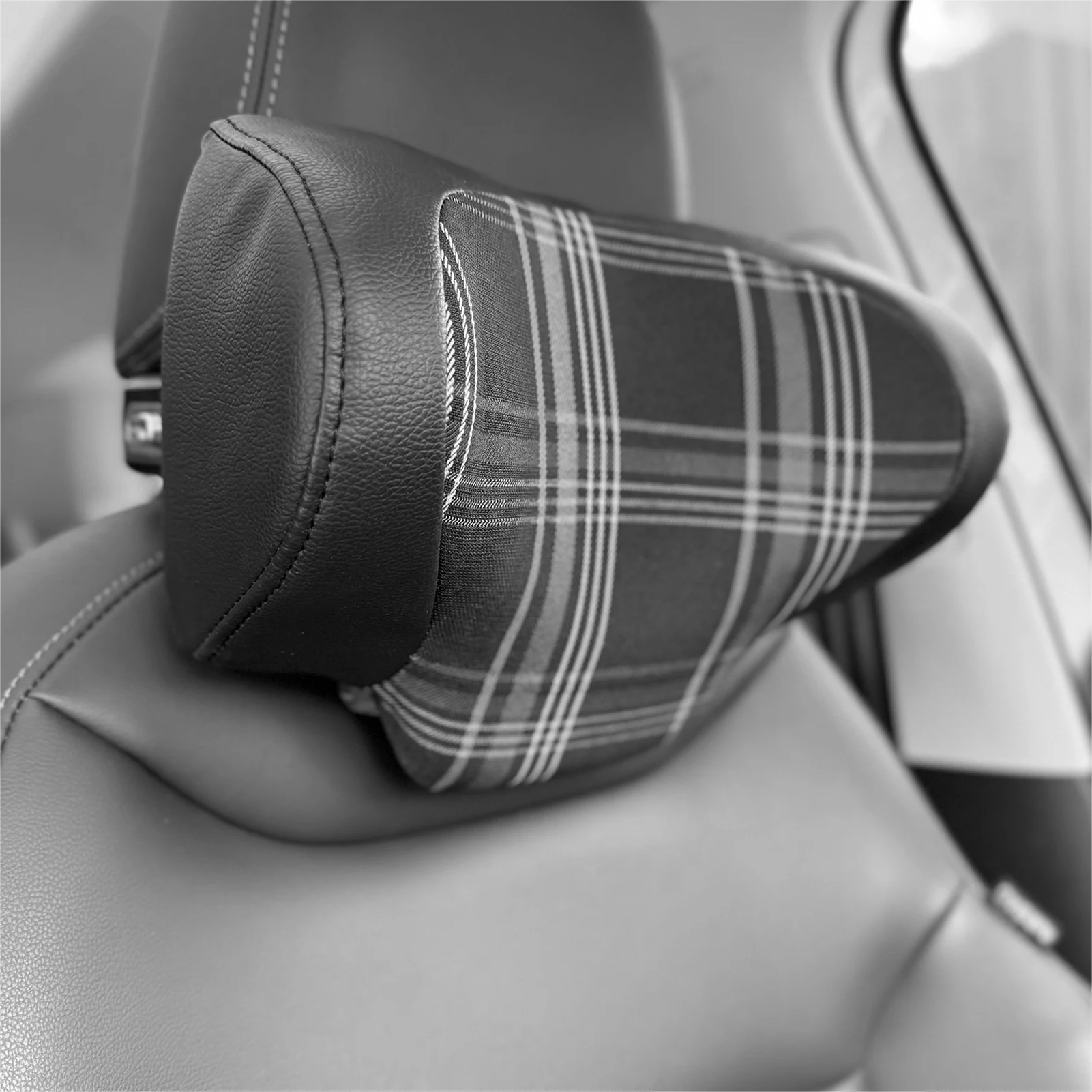 

Опоры для автомобильных сидений, ткань в клетку тартан, автомобильный подголовник, подушка для поддержки шеи, подушка из пены с эффектом памяти, подголовник для путешествий, подголовник для VW