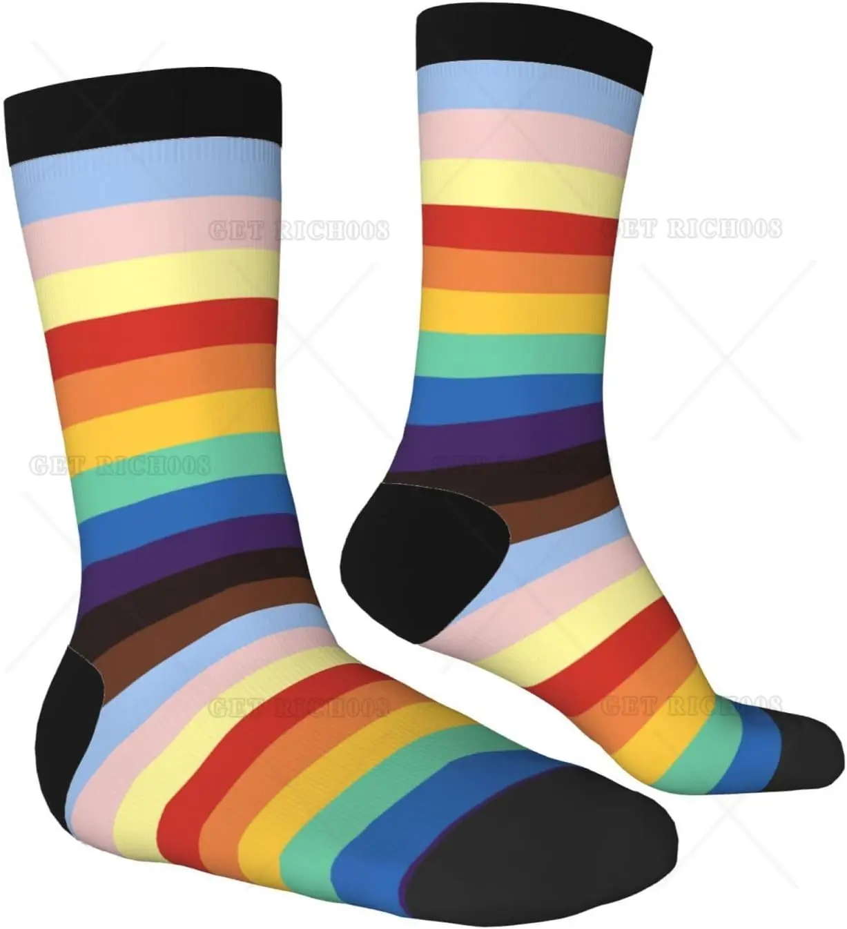 Rainbow Pride Custom Socks with Photo Personalized Face Cute Crew Socks with Picture Names Unisex Soft Sock for Men Women