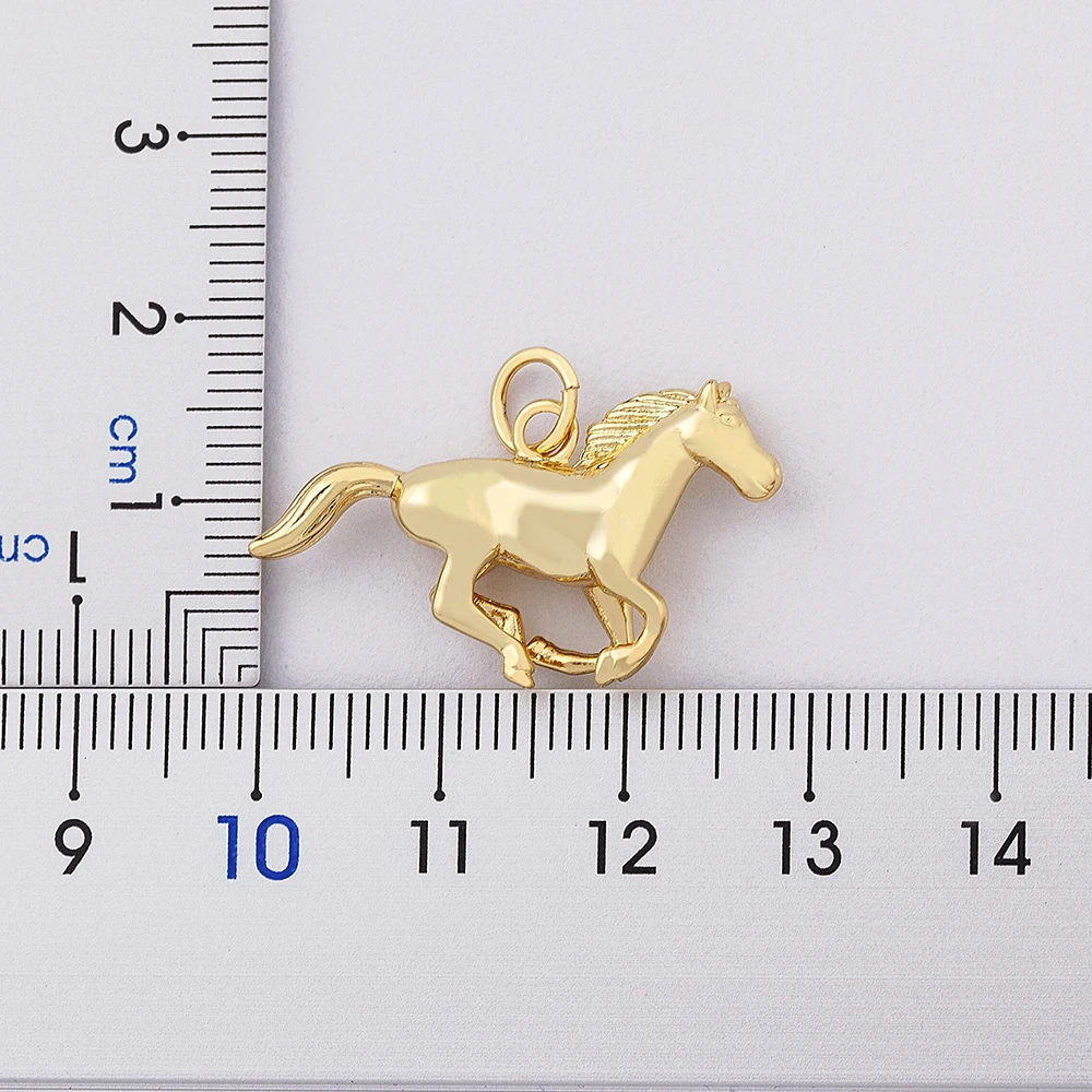 AIBEF New Punk Horse Shape Necklace Copper CZ Gold Plated Pendant Fashion Athletic Style Unisex Jewelry Lucky Long Chain Gifts