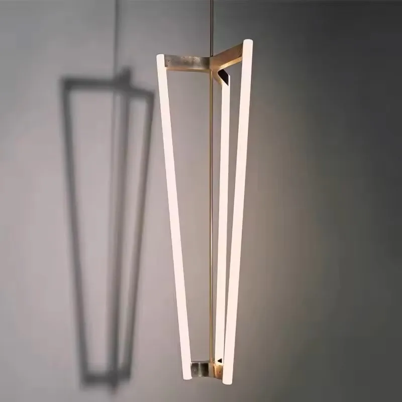 

Creative LED Minimalist 3d Geometricmodel tube suspension Lampen Hanging Lamps For Loft Living Room Geometric Room Decor Lustre