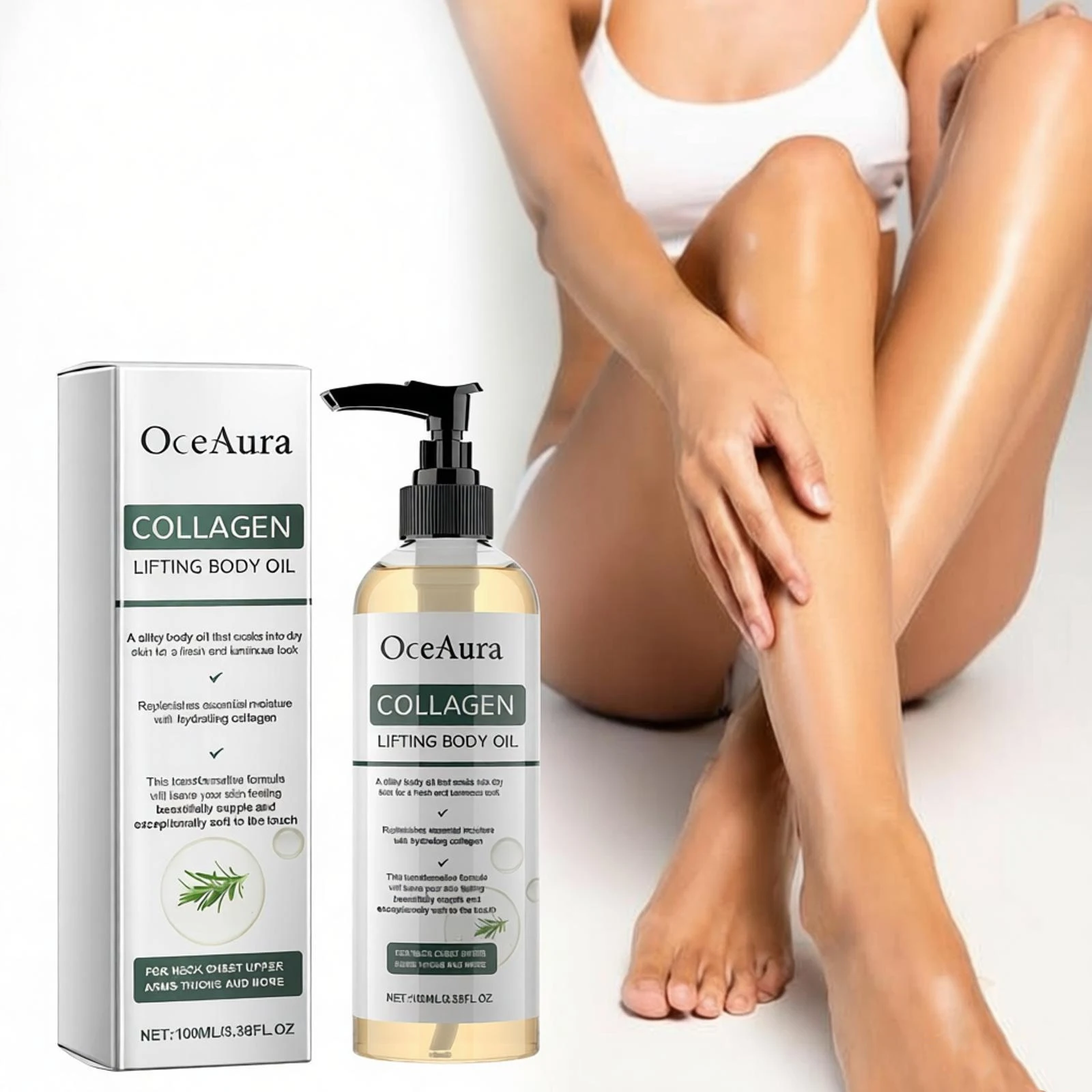 Oceaura Collagen Lifting Body Oil Firming Hydrating Anti Aging Brighten Smooth Dry Skin Reduce Fine Lines Full Body Massage Oil