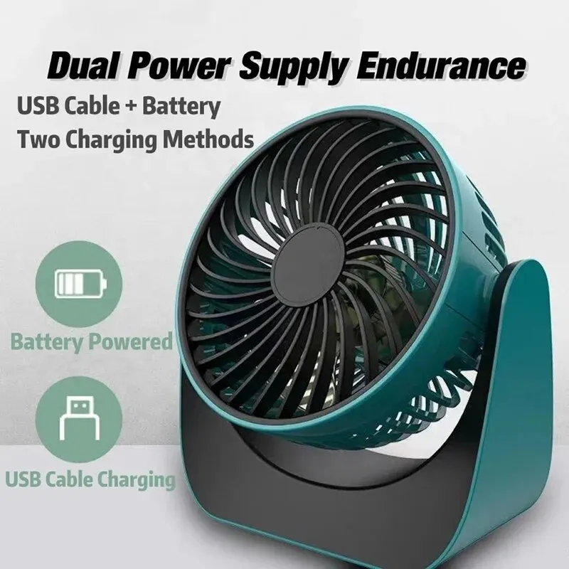 2000mAh Rechargeable Portable Electric Fan 360° Rotation 3-speed Wind Desktop Silent Air Cooling for Bedroom Office