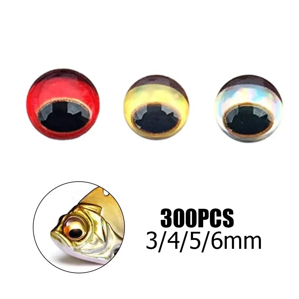 300pcs 3D Soft Molded Holographic Fishing Lure Eyes Snake Pupil Red  Fly Tying DIY  3/4/5/6mm Fishing Bait Accessories