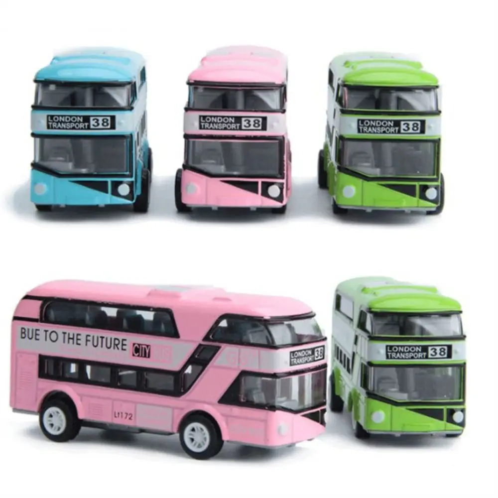 City Tourist Car Educational Toys Doors Open Close Toy Vehicles Pull Back Toys Double Decker Bus Diecast Cars Toy Bus Toy Model