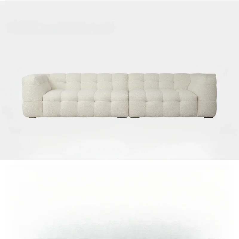 

Marshmallow sofa light French fabric high-end retro cream wind straight row one-character living room floor lamb wool