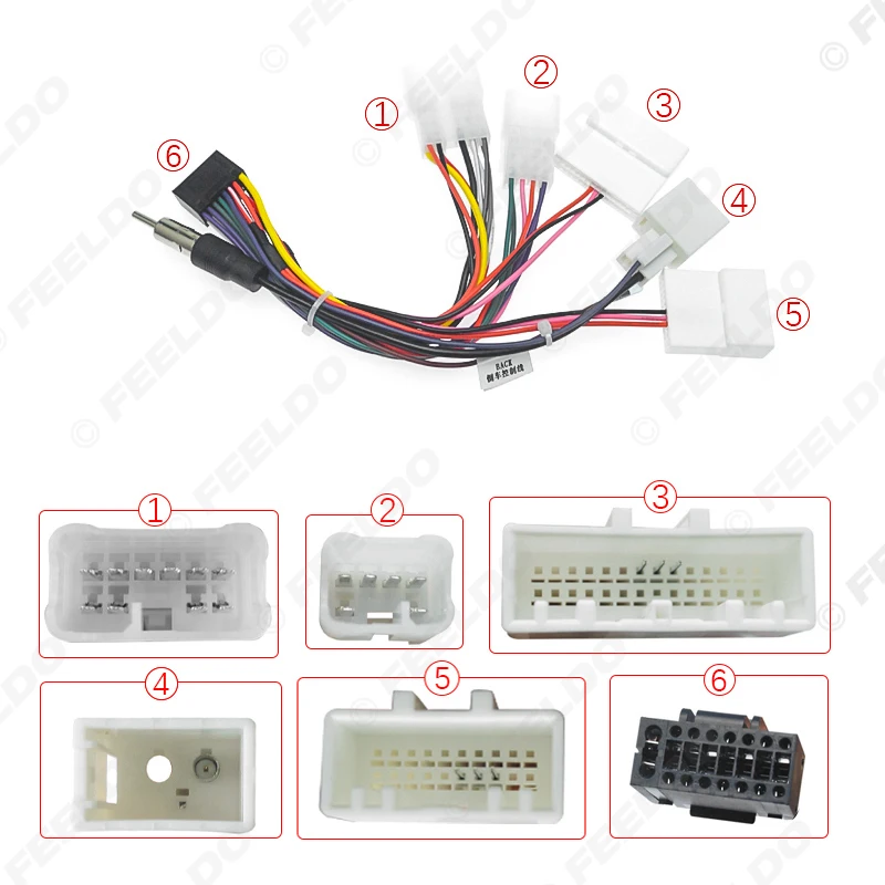 FEELDO 10Pcs Car Radio 16PIN Adaptor Wiring Harness For Toyota Audio Power Calbe Wire Plug Head Unit Harness #AM6382