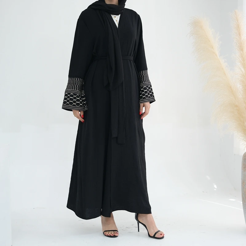 Fashion Embroidery Kimono Oversized Muslim Robe Abaya Female Full Length Opened Muslim abaya Worship Service Abayas Robe