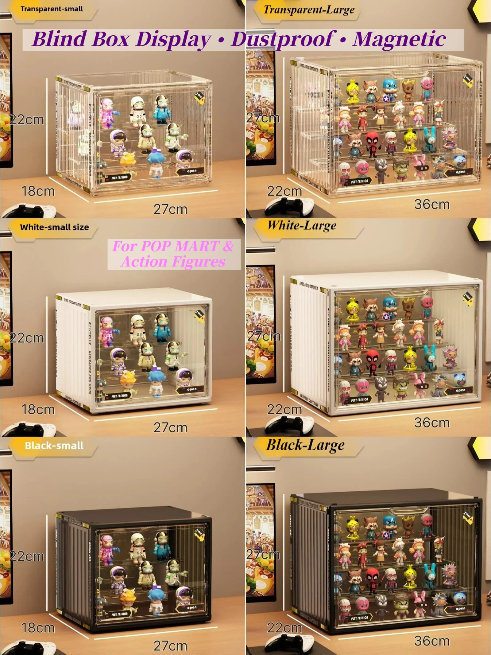 Containerized Design Acrylic Organizer for Collectible Figures Blind Box 3-Layer HD Transparent Miniature Display Case Desktop S