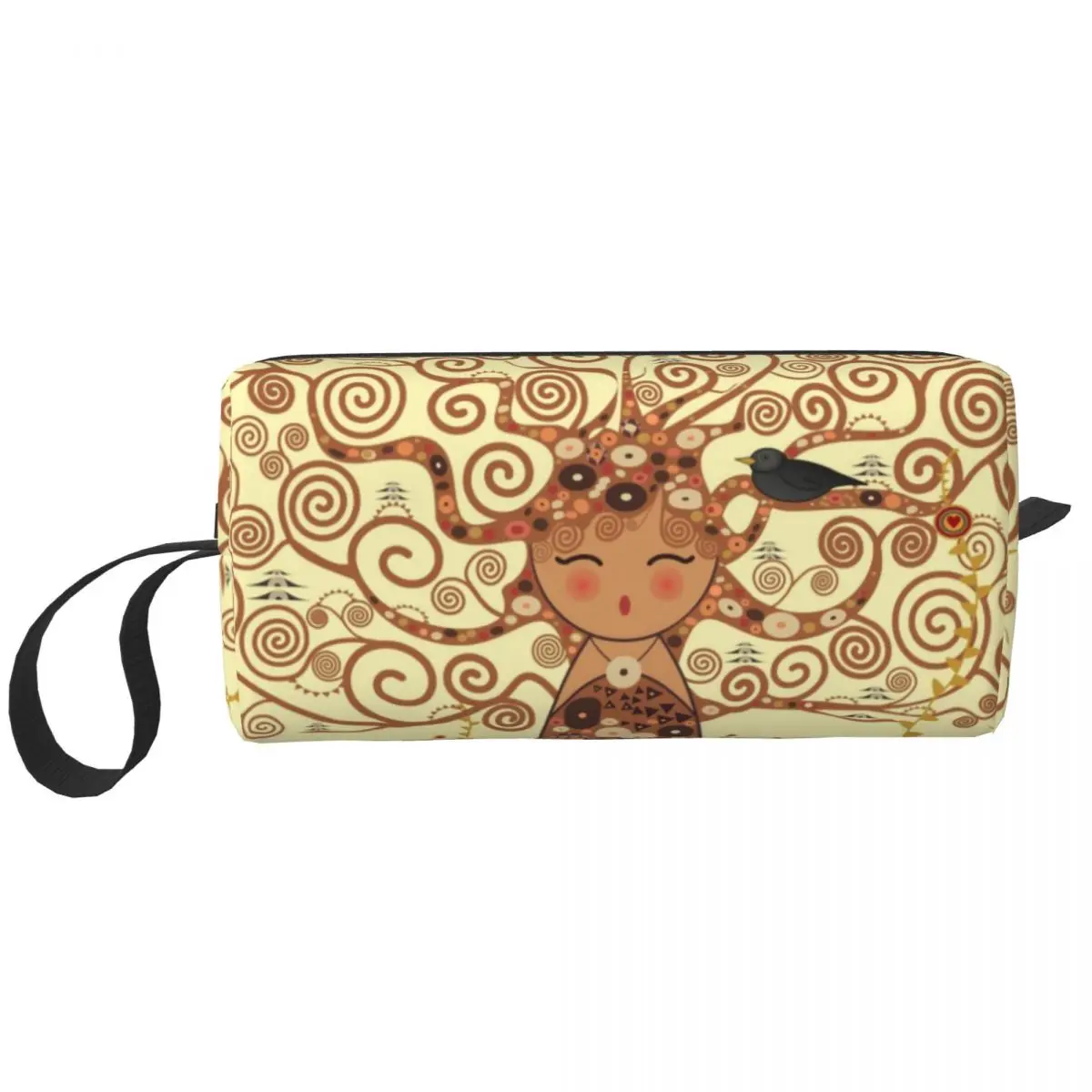 Kokeshi Tree Of Life Makeup Bag for Women Travel Cosmetic Organizer Fashion Stoclet Frieze Gustav Klimt Storage Toiletry Bags