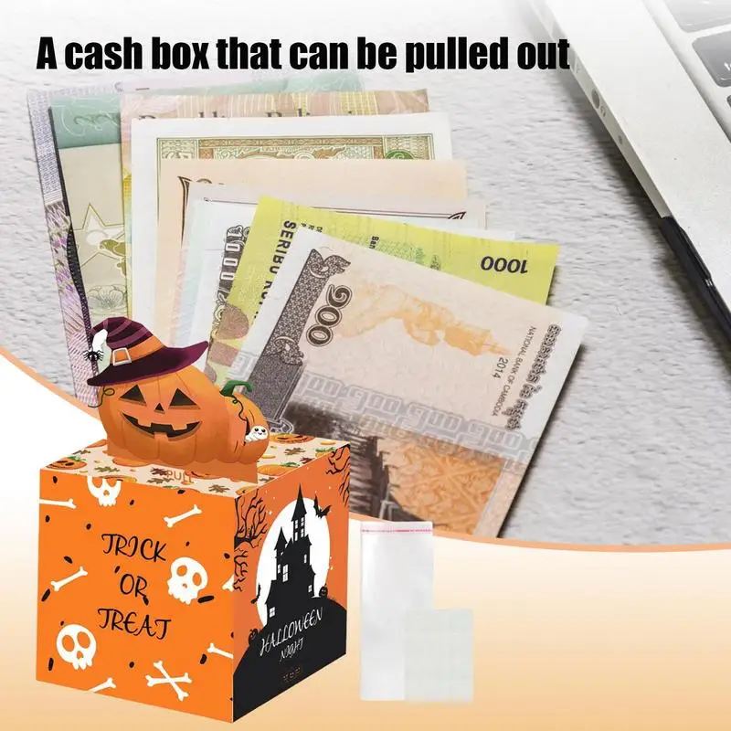 

Cute Money Box for Cash Cartoon Halloween Cash Pull Box Holiday Cute Money Pull Box Colorful Money Card Box for Home Halloween