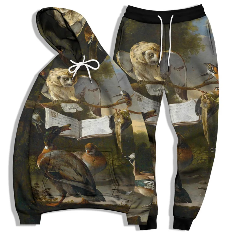 Autumn Animals Duck 3D Printed Hoodie Suit Men Sweatshirts Sweatpants Casual Fashion Two Piece Tracksuit Set Men\'s Clothing