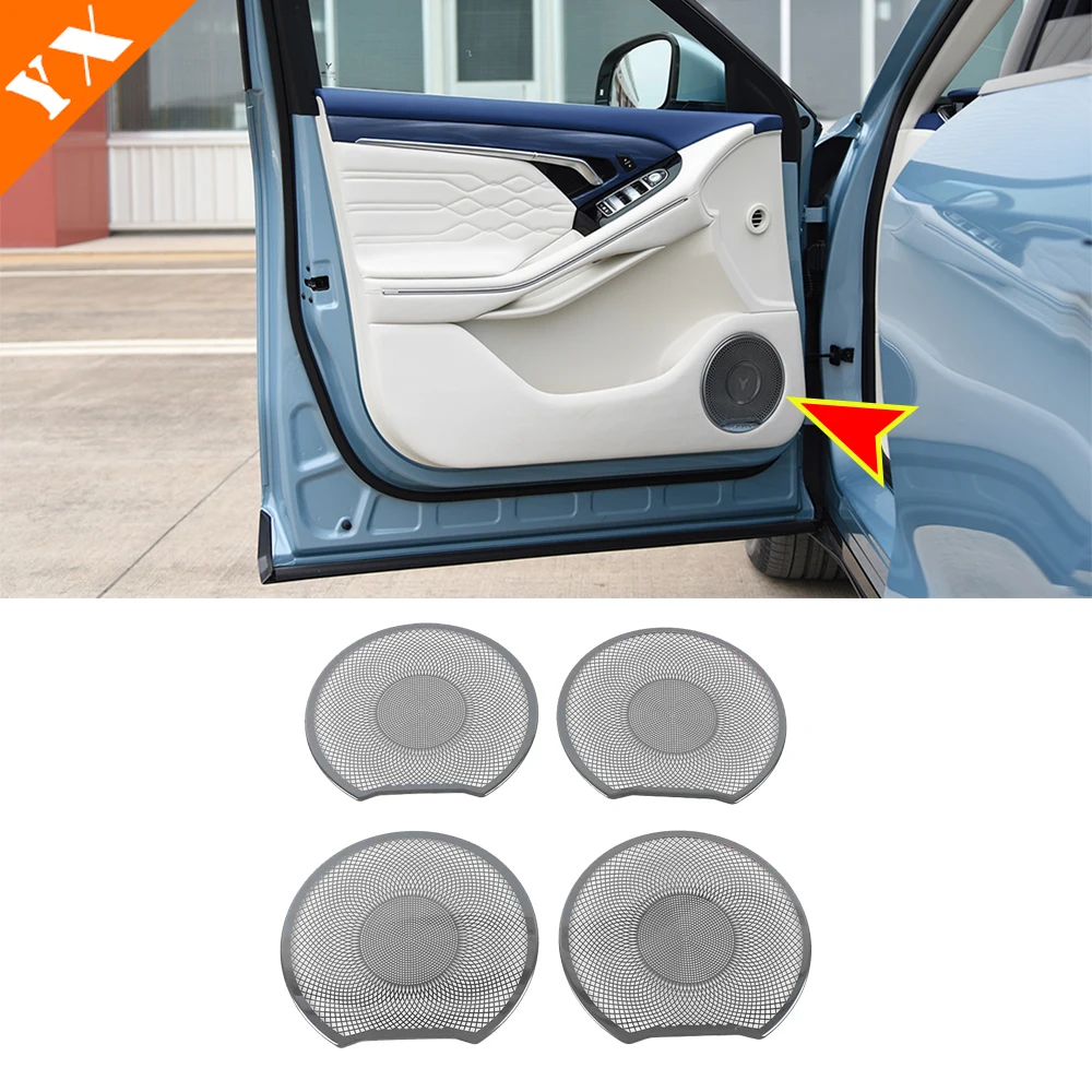 For Dongfeng Voyah Free 2021-2023 Stainless Auto Accessories Interior Door Speaker Audio Horn Cover Trim Frame Sticker Styling