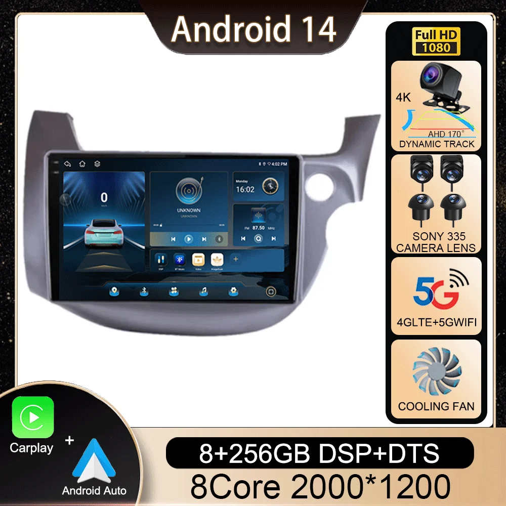 

Автомобильный радиоприемник Android 14 для Honda Jazz Fit 2007-2013 RHD стерео мультимедийный видеоплеер Carplay авто GPS навигация 2din головное устройство