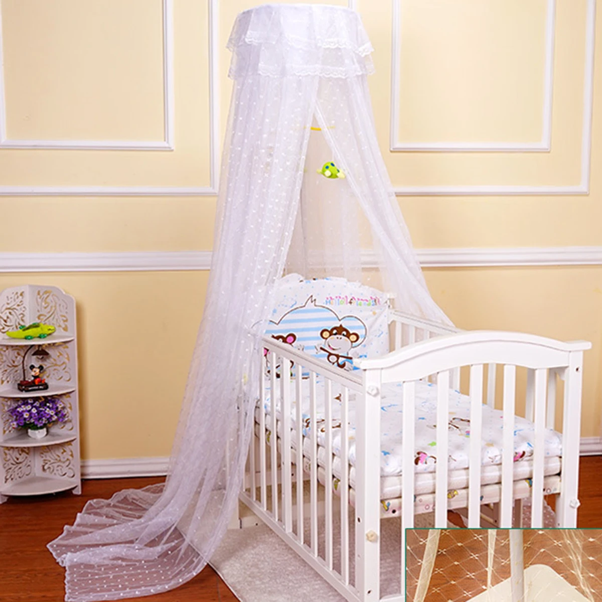 Round Baby Mosquito Net Hung Netting Bed Canopy For Kids Bedroom Mosquito Net Stand Holder Adjustable Clip-On Crib Canopy Holder