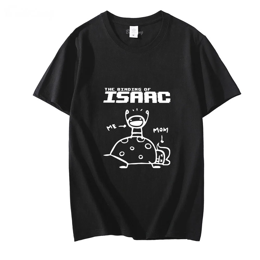 The Binding of Isaac Cartoon T-shirts Men Anime Letter Printed Tops Cotton Tees Fashion Manga Spring and Summer Slight Strech