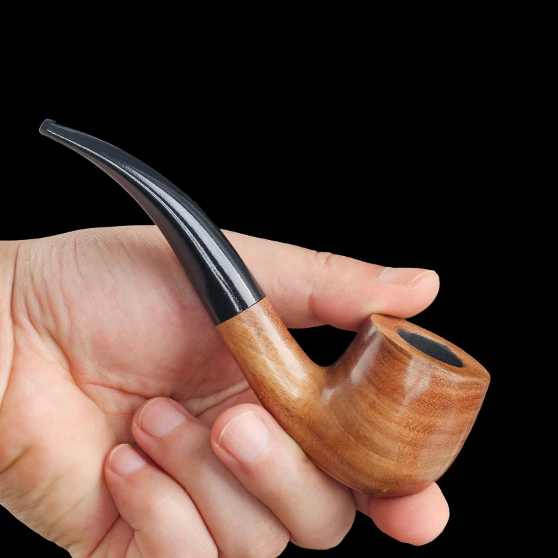 

Classic Wooden Tobacco Pipe Smoking Accessories Men Gifts Bent Wood Smoke Pipe