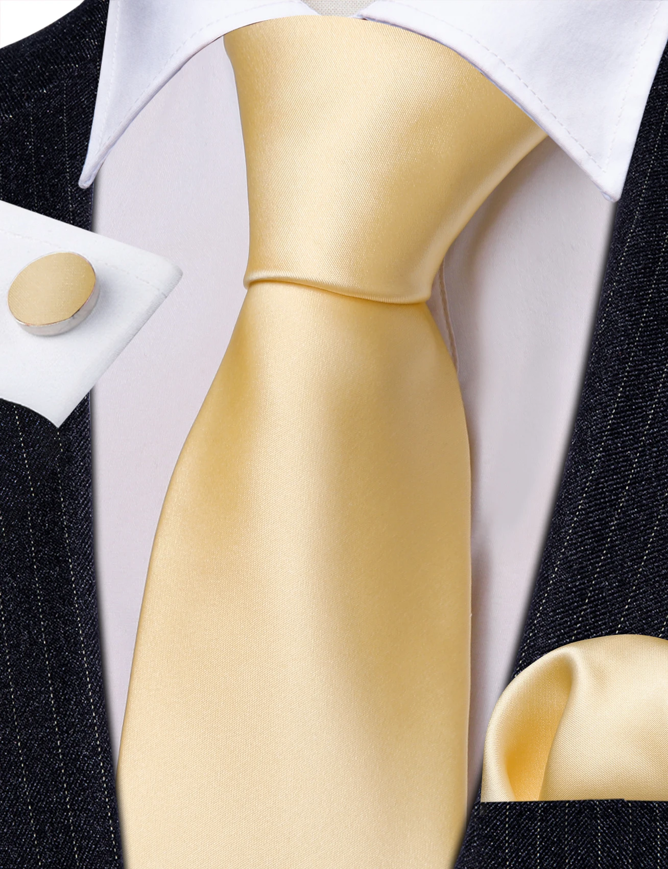 Conjunto de gravata de seda xadrez listrada Paisley para homens, gravata floral, ouro, amarelo, laranja, abotoaduras quadradas de bolso, casamento
