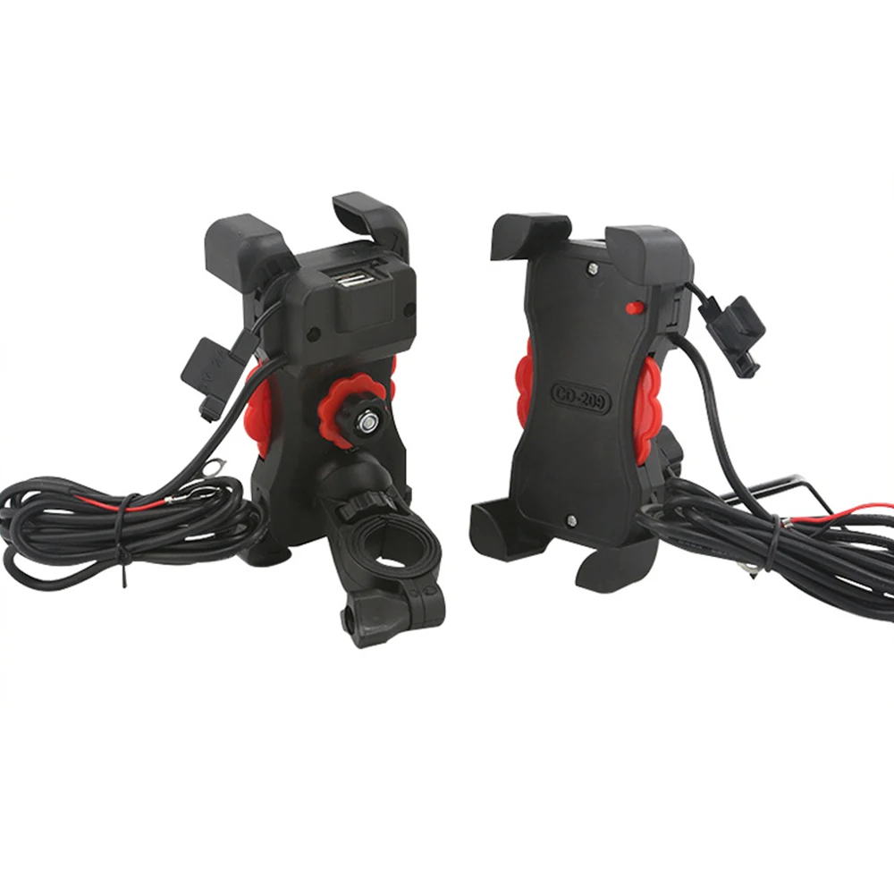 

Motorcycle Mobile Phone Holder Universal Mirror Base Navigation Bracket Electric Vehicle with USB Charger Handlebar Stand Mount