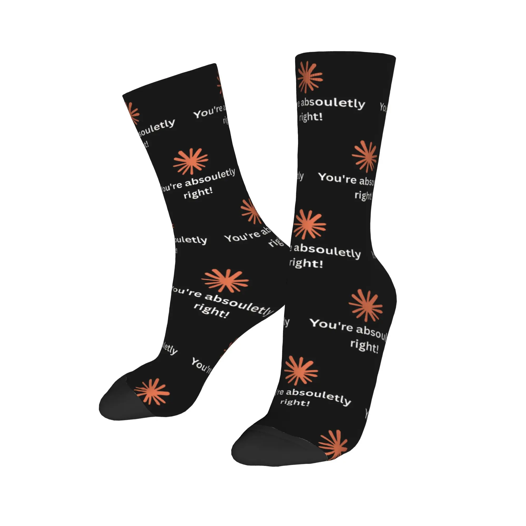 Claude Code You're Absolutely Right  Socks Accessories For Men Women  Flexible Socks Super Soft Birthday Present