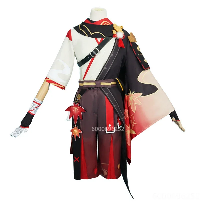 Kaedehara Kazuha Cosplay Costume, Genshin Impact, Halloween, Samurai Carnival Outfit, Wig and Red Glasses, Events Fashion