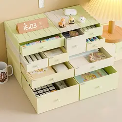 Colorful Desktop Stackable Organizer Drawer Office Accessories Storage Box Makeup Plastic Storage Container Bathroom Storage