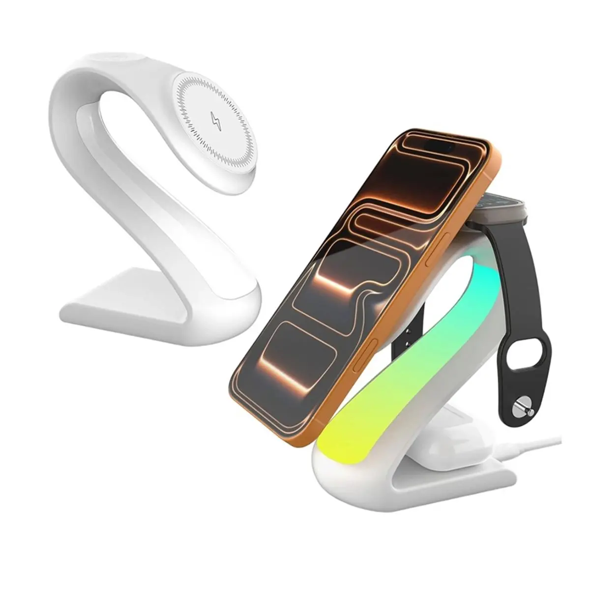更新しました。-3-in-1-15w-ワイヤレス充電ステーション（ライト付き）、iphone、airpods、iwatch用高速磁気ワイヤレス充電器