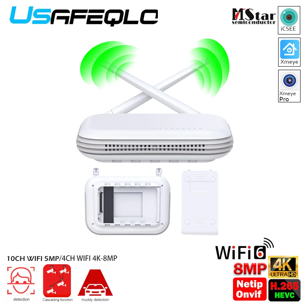 XMeye WiFi NVR Mini 10CH WIFI 5MP/4CH WIFI 4K-8MP grabadora de seguridad inalámbrica con detección facial de tarjeta TF