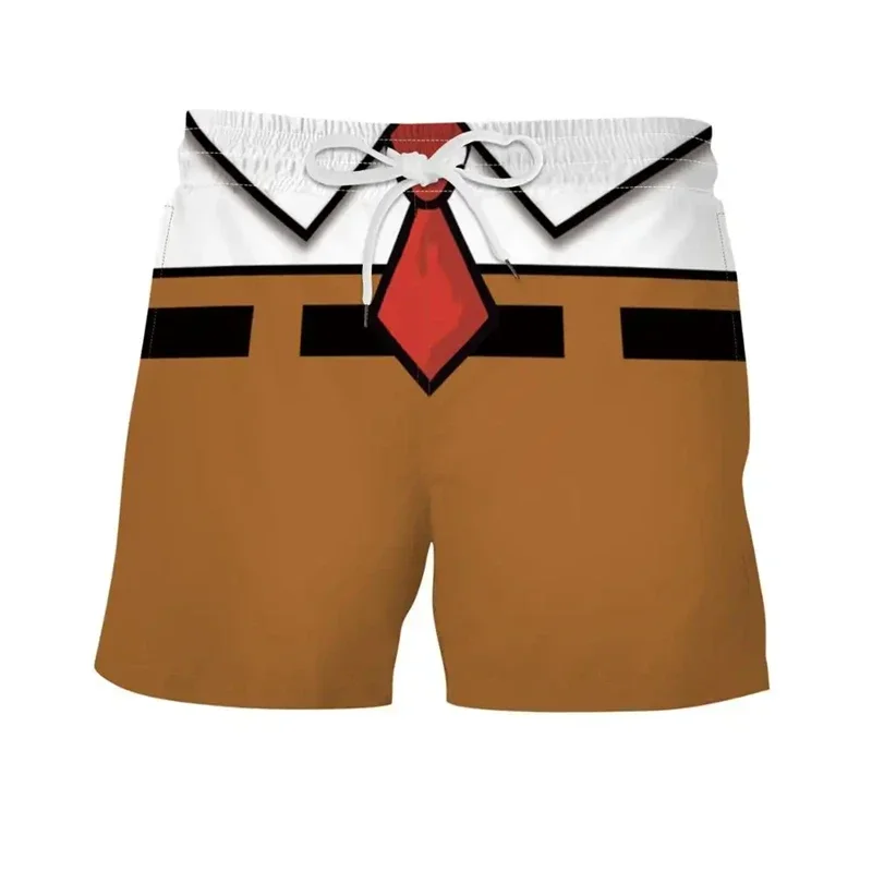 Retro 3D Flag Graphic Shorts Mens Swimming Trunks Summer Hawaii Casual Surfing Board Short Pants Students Back To School Clothes