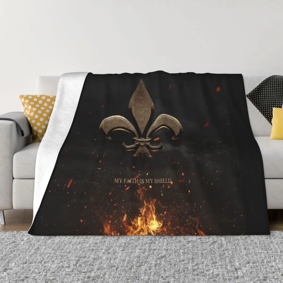 Fleur De Lis My Faith is My Shield Throw Blanket christmas decoration Luxury Thicken Blanket Camping Fluffy Soft Blankets