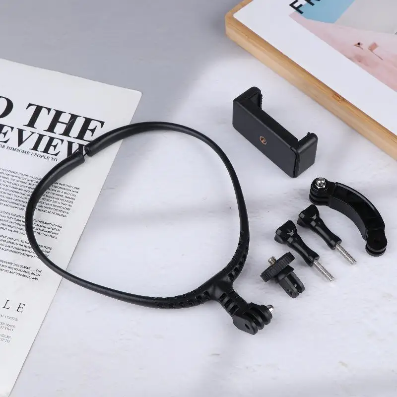 1 conjunto de câmera de ação de telefone 2 em 1, suporte de pescoço para ação, câmera de ação universal, acessórios de telefone
