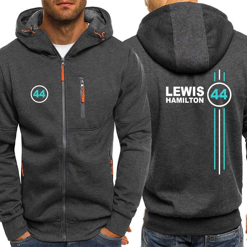 F1 Driver Lewis Hamilton Digital 44 Men's new Casual Comfortable Autumn Hot Sale Zipper Hooded Cotton Long-Sleeved Pullover