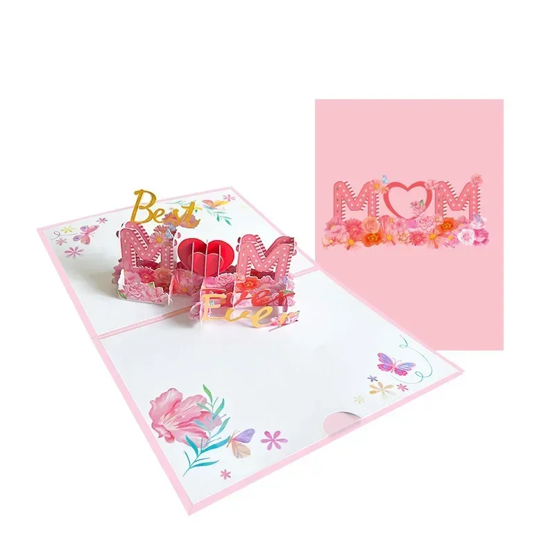 2025 Mother's Day Card 3D Pop-Up Greeting Cards Best Mom Forever Card for Mom Birthday Gifts Happy Mothers Day Love Mom Card