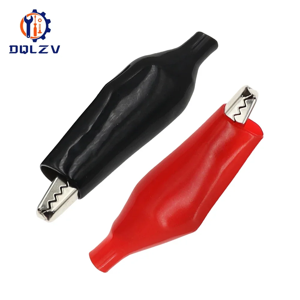 20PCS 28MM 35MM 45MM Metal Alligator Clip Crocodile Electrical Clamp Testing Probe Meter Black Red Plastic DIY Car Auto Battery