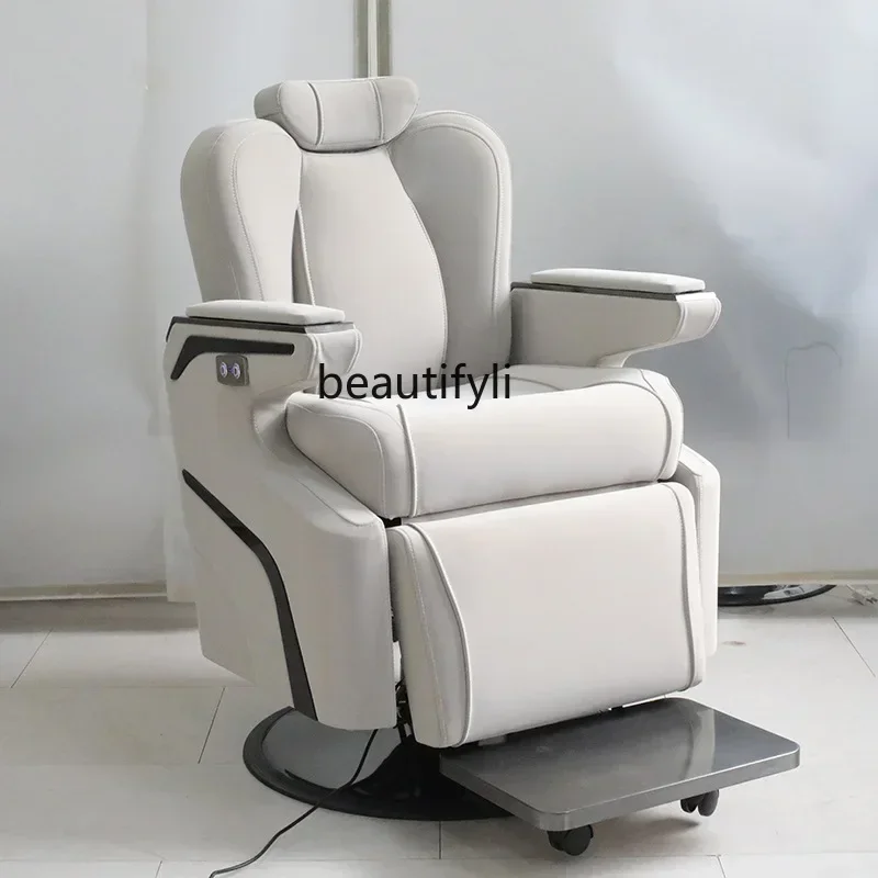 lt Hair salon electric chair can recline physiotherapy chair beauty salon, head therapy large chassis hair cutting chair