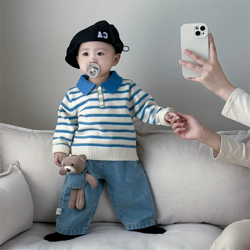 

Lovable Plus Thicken Autumn Winter Pullover Warm Children's Clothing Boys Woolen Sweater Crochet Cotton Windbreak 2025